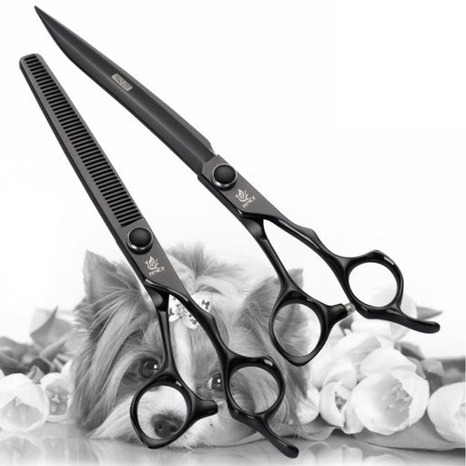 7 7.5 Inch Professional Black Pet Scissors Set for Dog