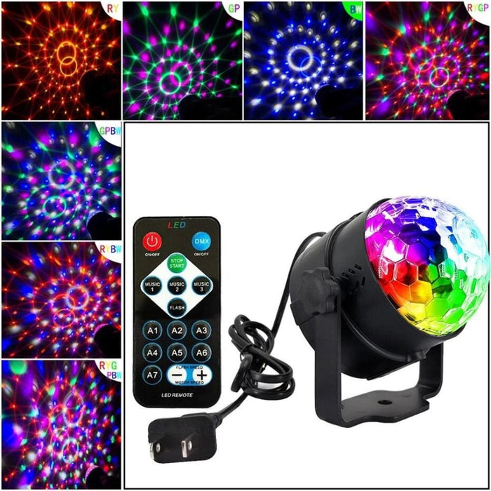 6w 7 Colour Rgb Remote Led Crystal Magic Ball Dj Disco
