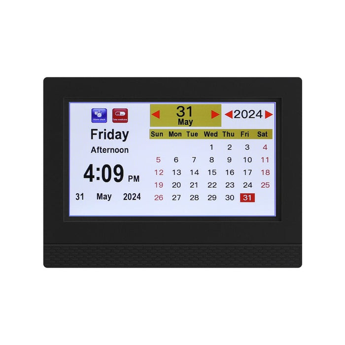7’ Digital Day Clock Calendar Alarm Black