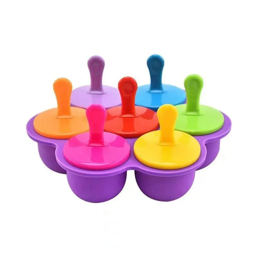 7 Hole Silicone Ice Cream Mold For Kids Popsicle Tray