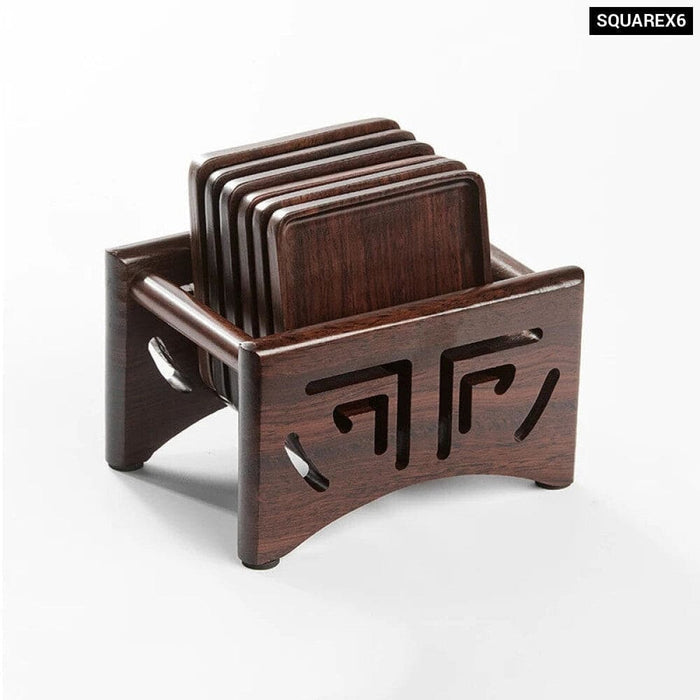 7 Piece Ebony Coaster Set for Kungfu Tea