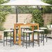 7 Piece Garden Bar Set Black Solid Wood Acacia and Poly