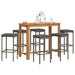 7 Piece Garden Bar Set Grey Solid Wood Acacia and Poly