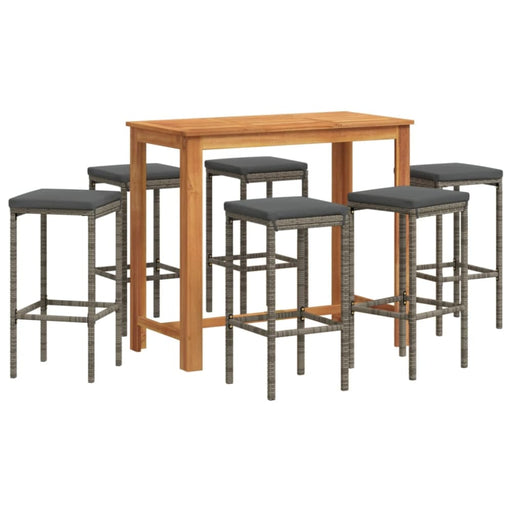 7 Piece Garden Bar Set Grey Solid Wood Acacia and Poly