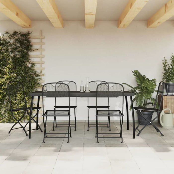 7 Piece Garden Dining Set Anthracite Metal Mesh Txoonoa