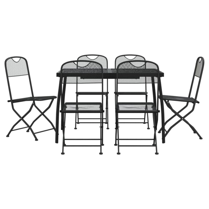 7 Piece Garden Dining Set Anthracite Metal Mesh Txoonot