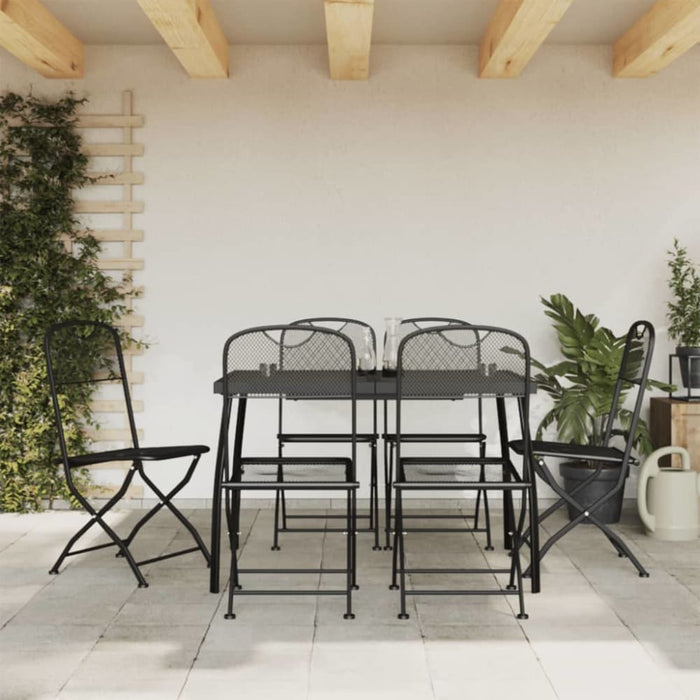 7 Piece Garden Dining Set Anthracite Metal Mesh Txoonot