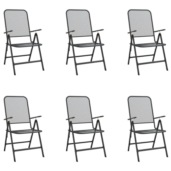 7 Piece Garden Dining Set Anthracite Metal Mesh Txoonxo