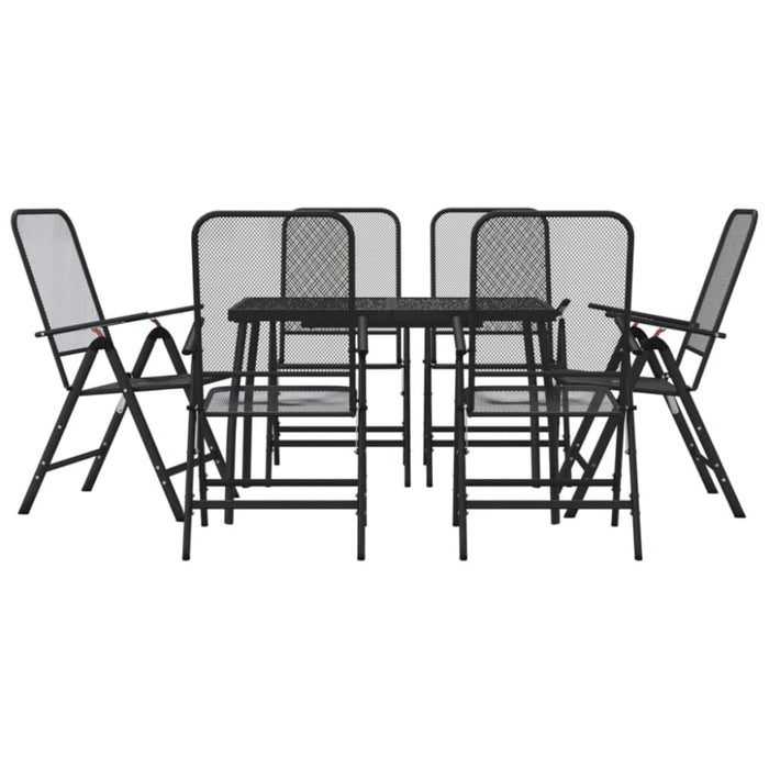 7 Piece Garden Dining Set Anthracite Metal Mesh Txoonxo