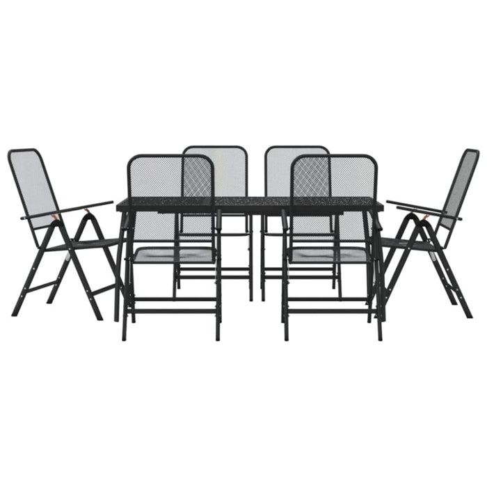 7 Piece Garden Dining Set Anthracite Metal Mesh Txoonxx