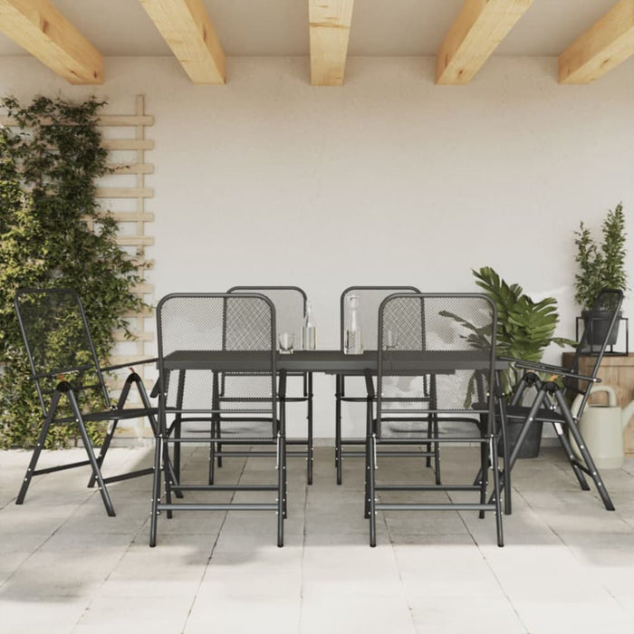 7 Piece Garden Dining Set Anthracite Metal Mesh Txoonxx