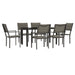 7 Piece Garden Dining Set Black Steel and Textilene Txbbiai