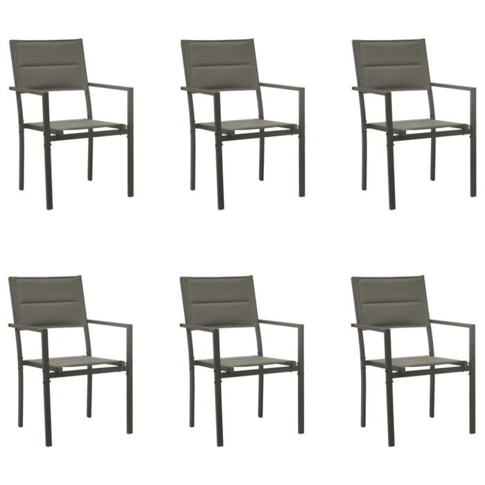 7 Piece Garden Dining Set Black Steel and Textilene Txbbiai