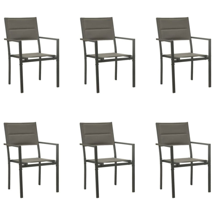 7 Piece Garden Dining Set Black Steel and Textilene Txbbiti
