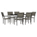7 Piece Garden Dining Set Black Steel and Textilene Txbbiti