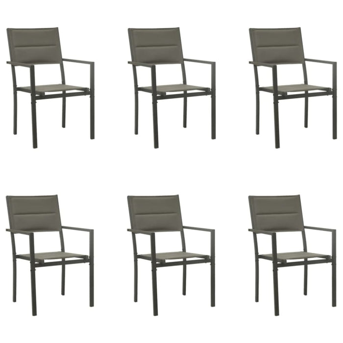 7 Piece Garden Dining Set Black Steel and Textilene Txbbitk