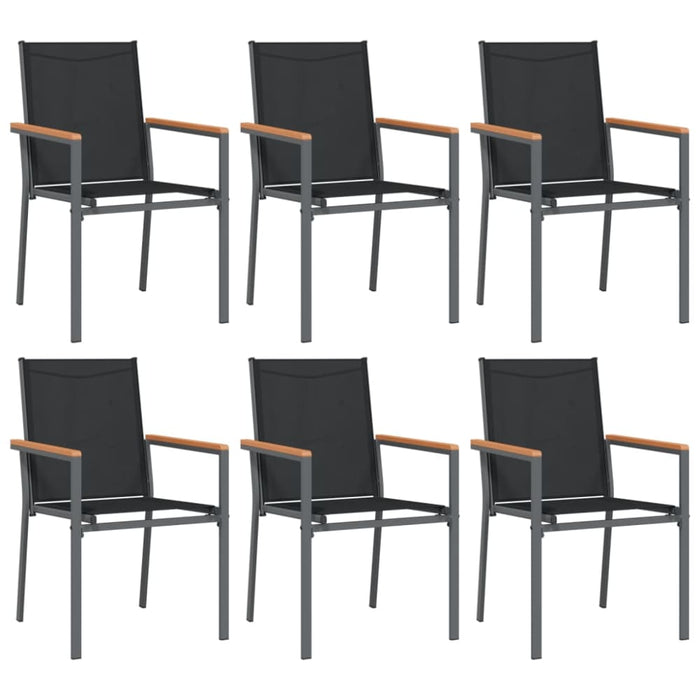 7 Piece Garden Dining Set Black Textilene And Steel Tonibaa