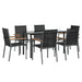 7 Piece Garden Dining Set Black Textilene And Steel Tonibaa