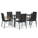 7 Piece Garden Dining Set Black Textilene And Steel Tonibaa