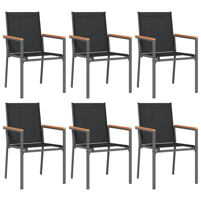 7 Piece Garden Dining Set Black Textilene And Steel Tonibal