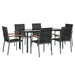 7 Piece Garden Dining Set Black Textilene And Steel Tonibal
