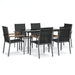 7 Piece Garden Dining Set Black Textilene And Steel Tonibtl
