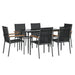 7 Piece Garden Dining Set Black Textilene And Steel Tonibtl