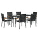 7 Piece Garden Dining Set Black Textilene And Steel Tonibtn