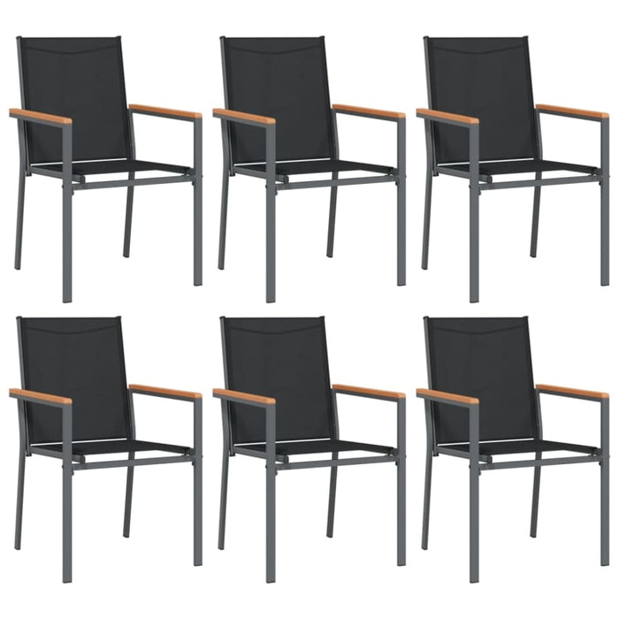 7 Piece Garden Dining Set Black Textilene And Steel Tonibtn