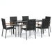 7 Piece Garden Dining Set Black Textilene And Steel Tonibtn