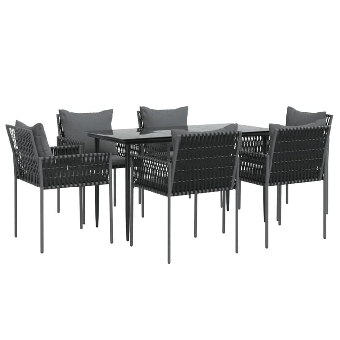 7 Piece Garden Dining Set With Cushions Poly Rattan
