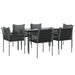 7 Piece Garden Dining Set With Cushions Poly Rattan