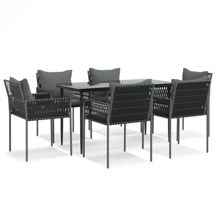 7 Piece Garden Dining Set With Cushions Poly Rattan