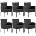 7 Piece Garden Dining Set Black Poly Rattan And Steel