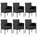 7 Piece Garden Dining Set Black Poly Rattan And Steel