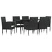 7 Piece Garden Dining Set Black Poly Rattan And Steel