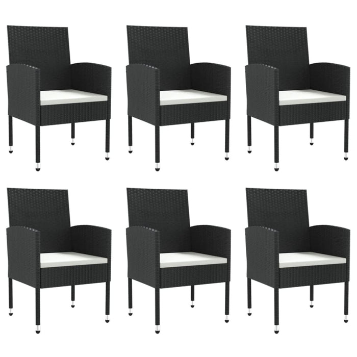 7 Piece Garden Dining Set Black Poly Rattan And Steel