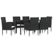 7 Piece Garden Dining Set Black Poly Rattan And Steel