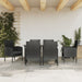 7 Piece Garden Dining Set Black Poly Rattan And Steel