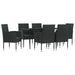 7 Piece Garden Dining Set Black Poly Rattan And Steel