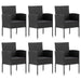 7 Piece Garden Dining Set Black Poly Rattan And Steel