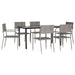 7 Piece Garden Dining Set Grey And Black Poly Rattan Steel