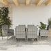 7 Piece Garden Dining Set Grey And Black Poly Rattan Steel