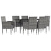 7 Piece Garden Dining Set Grey And Black Poly Rattan Steel
