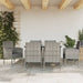 7 Piece Garden Dining Set Grey And Black Poly Rattan Steel