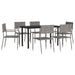 7 Piece Garden Dining Set Grey And Black Poly Rattan Steel