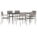 7 Piece Garden Dining Set Grey And Black Poly Rattan Steel