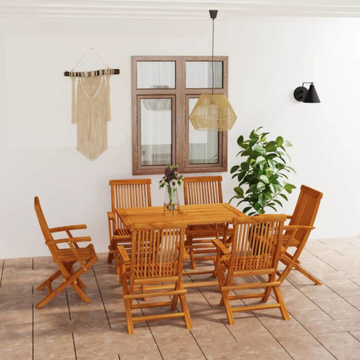 7 Piece Garden Dining Set Solid Teak Wood Tbpklba