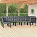7 Piece Garden Lounge Set Black and Grey Poly Rattan Toniilb