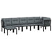 7 Piece Garden Lounge Set Black and Grey Poly Rattan Toniilb